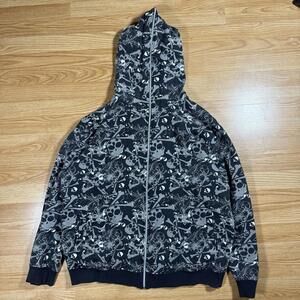 Y2K Southpole Skull AOP Full Face Zip Hoodie Mens XL